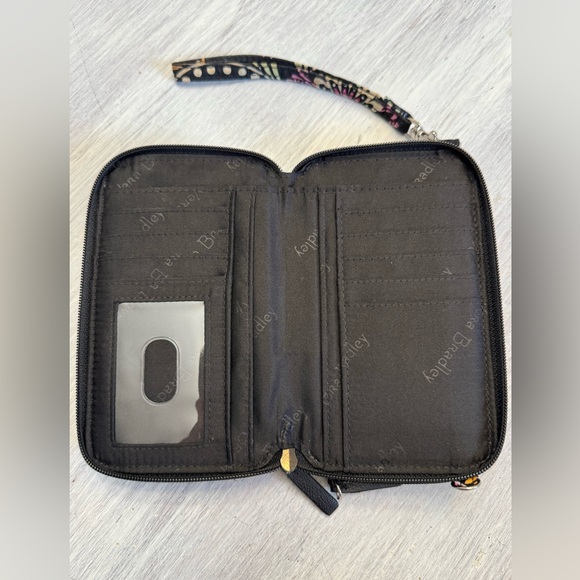 Vera Bradley Retired Black Print Double Zippered Wallet Wristlet EUC - Picture 2 of 7